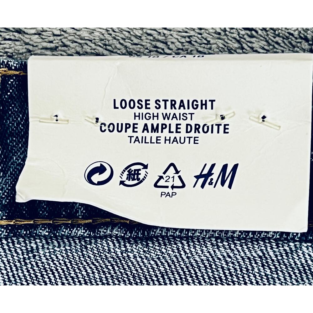 NWT H&M Denim Loose Straight High Waist Womens Jeans Size 18 - Picture 3 of 9